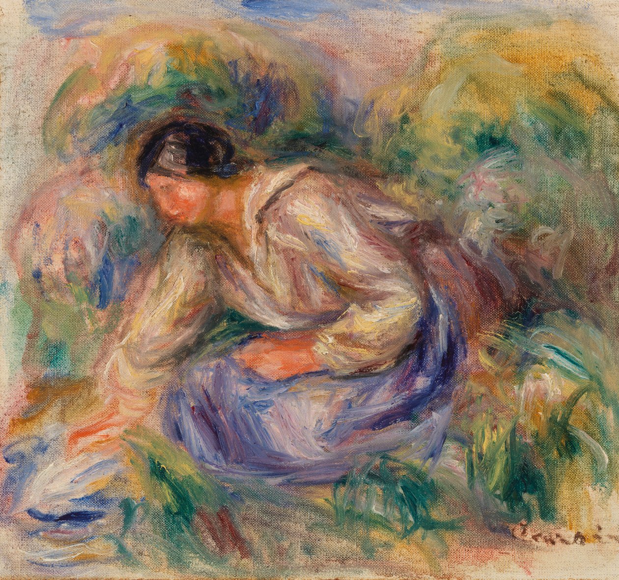 Woman in Blue Skirt by Pierre-Auguste Renoir