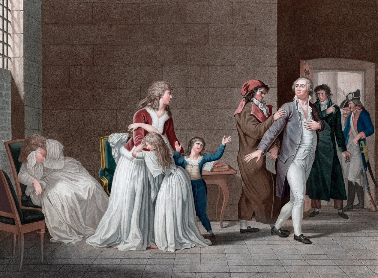 Separation of King Louis XVI of France from his family. Paris, Temple prison, on January 20 by Pierre (after) Bouillon