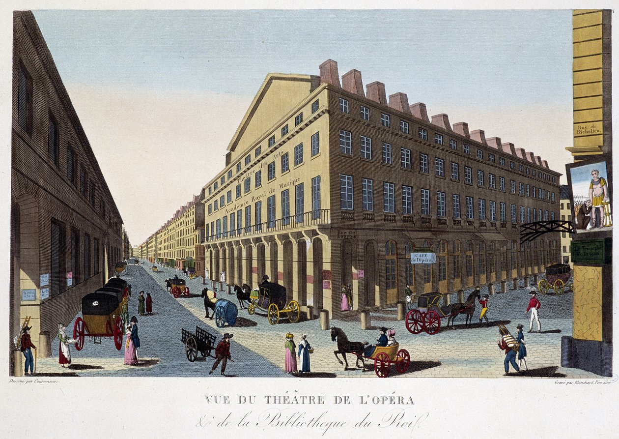 View of the Theatre of the Opera (Comédie Française) and the Library of the King - in “Vues de Paris” by Courvoisier by Pierre (after) Courvoisier