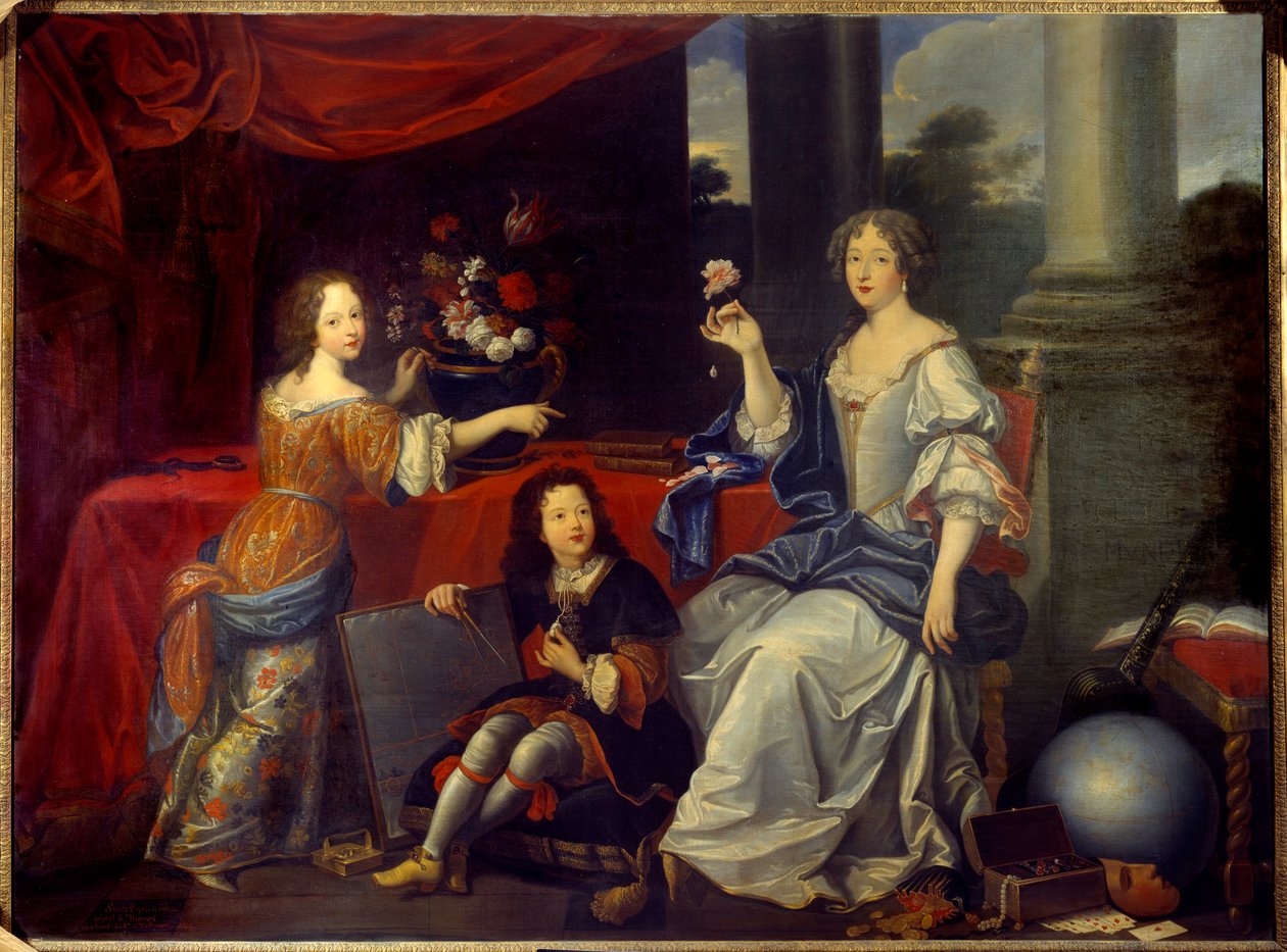 Portrait of Louise Francoise de la Baume le Blanc, Duchess de la Valliere, and Her Children by Pierre (after) Mignard