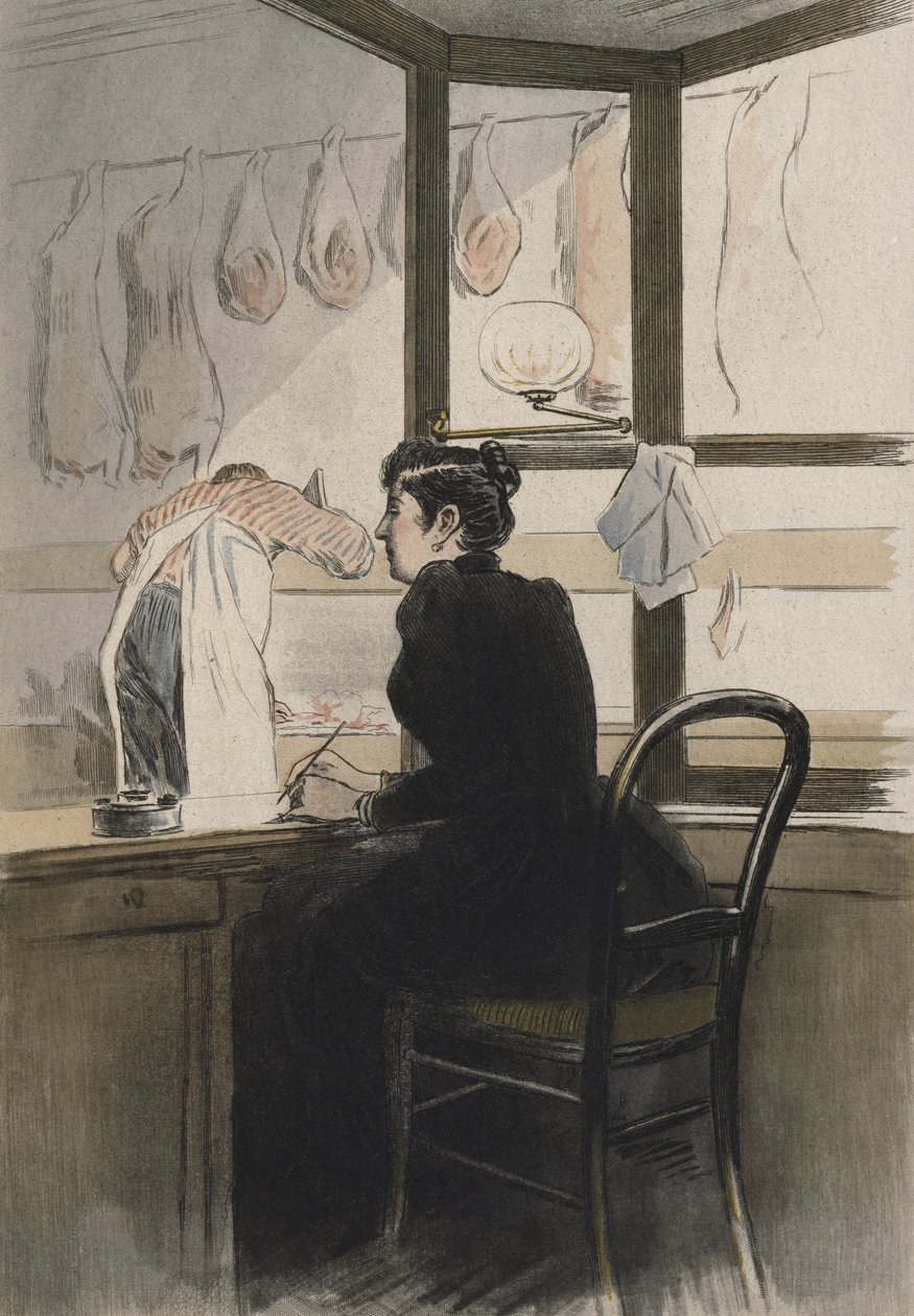The cashier at the butcher