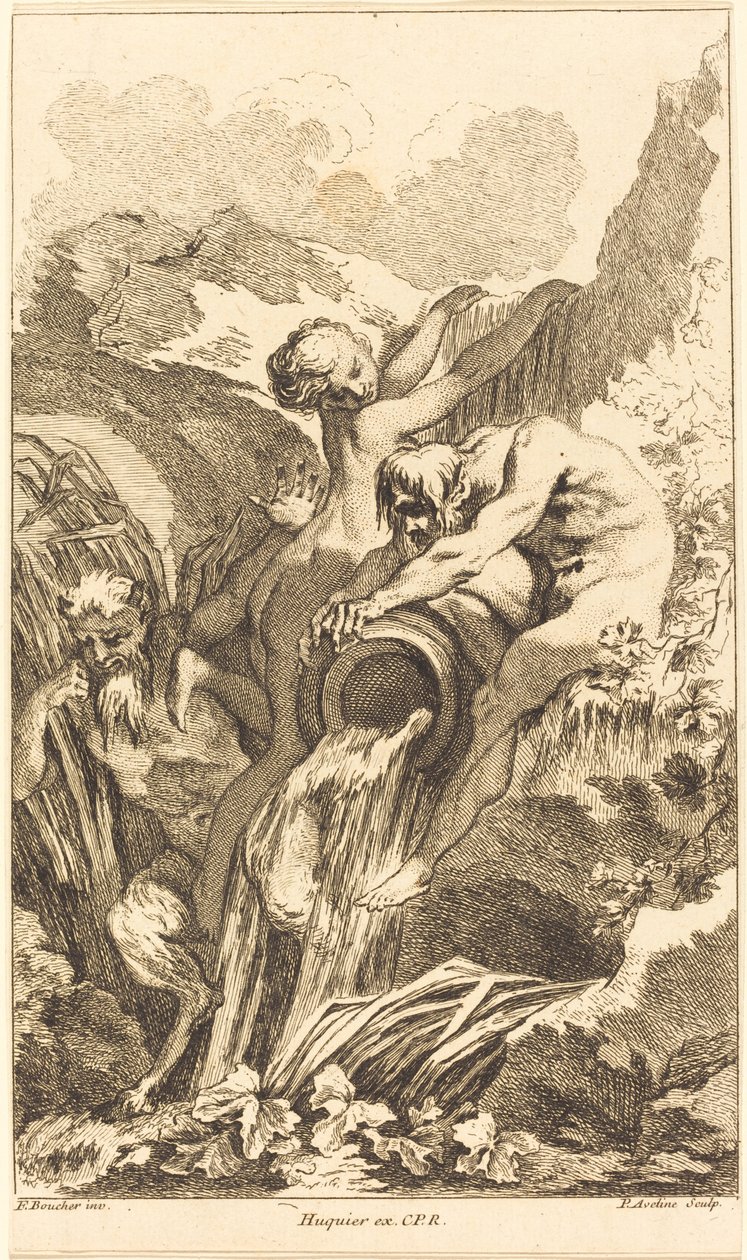 Satyr, Nymph and River God by Pierre Alexandre Aveline