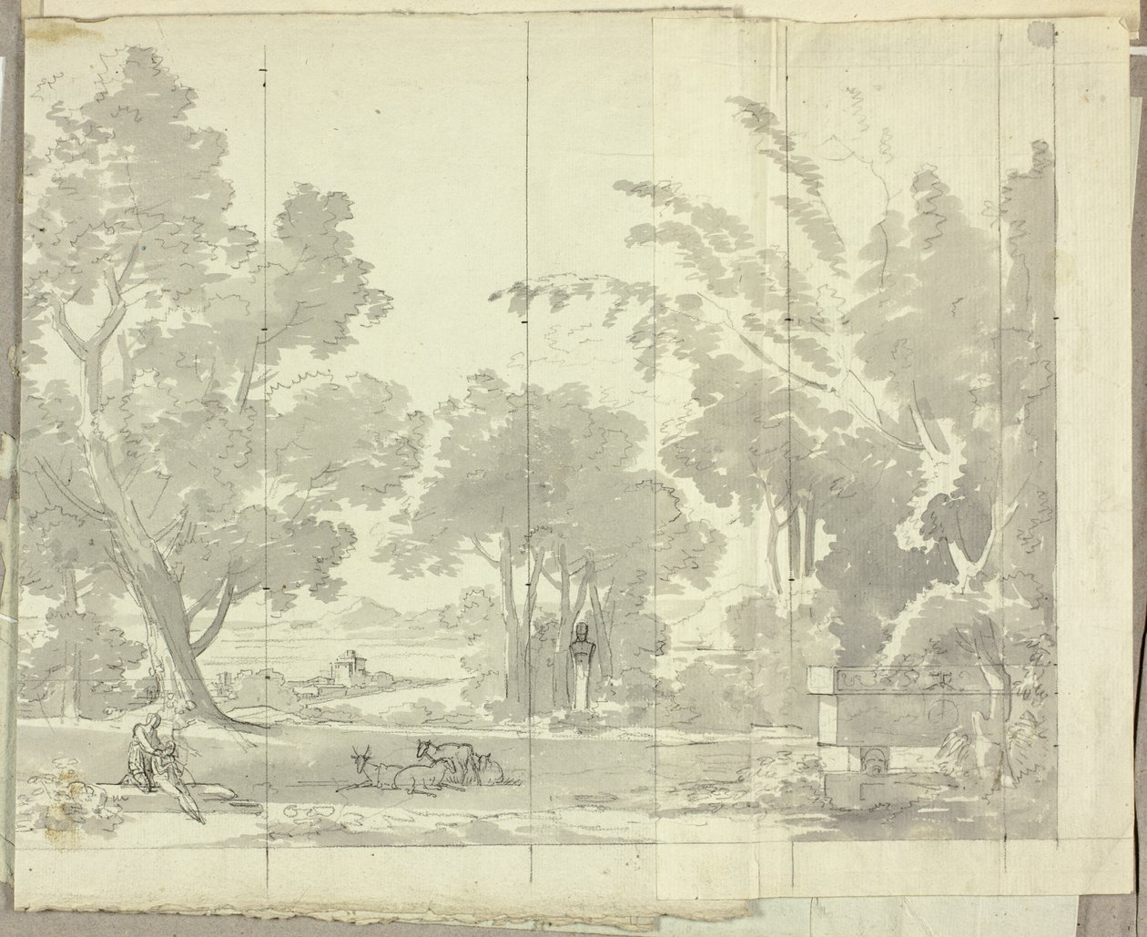 Fantasy Landscape with Ruins and Figures by Pierre Antoine Mongin
