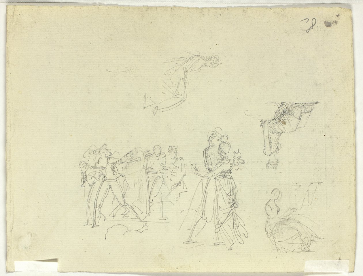 Sheet of Sketches: Crowd and Individual Figures by Pierre Antoine Mongin