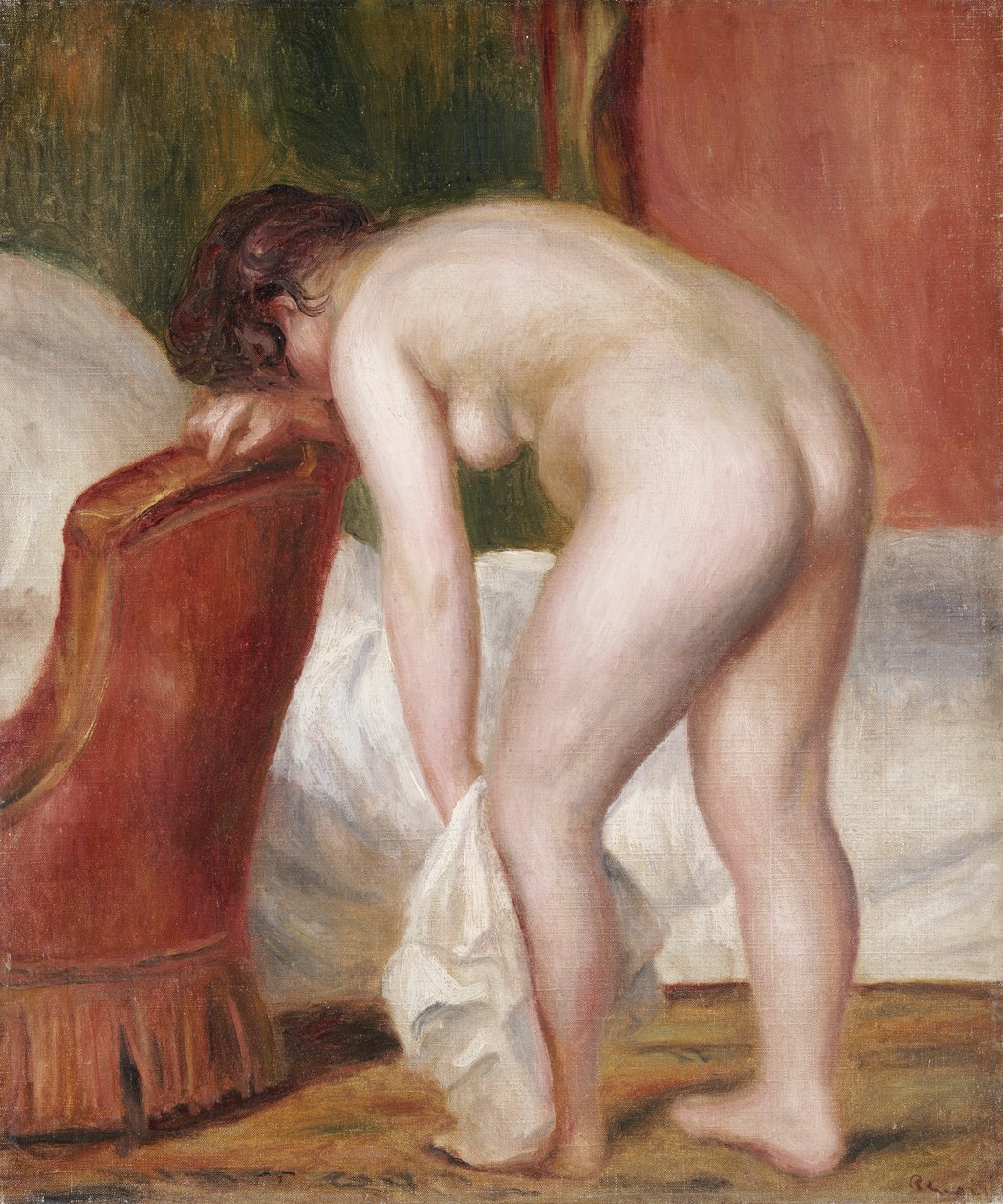 Female Nude Drying Herself by Pierre Auguste Renoir