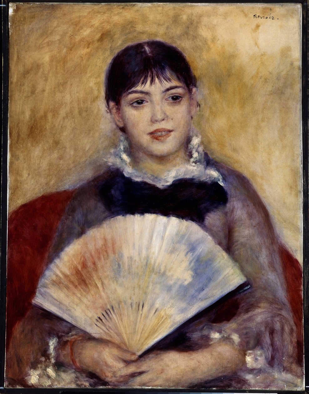 Girl with a Fan (Alphonsine Fournaise) by Pierre Auguste Renoir