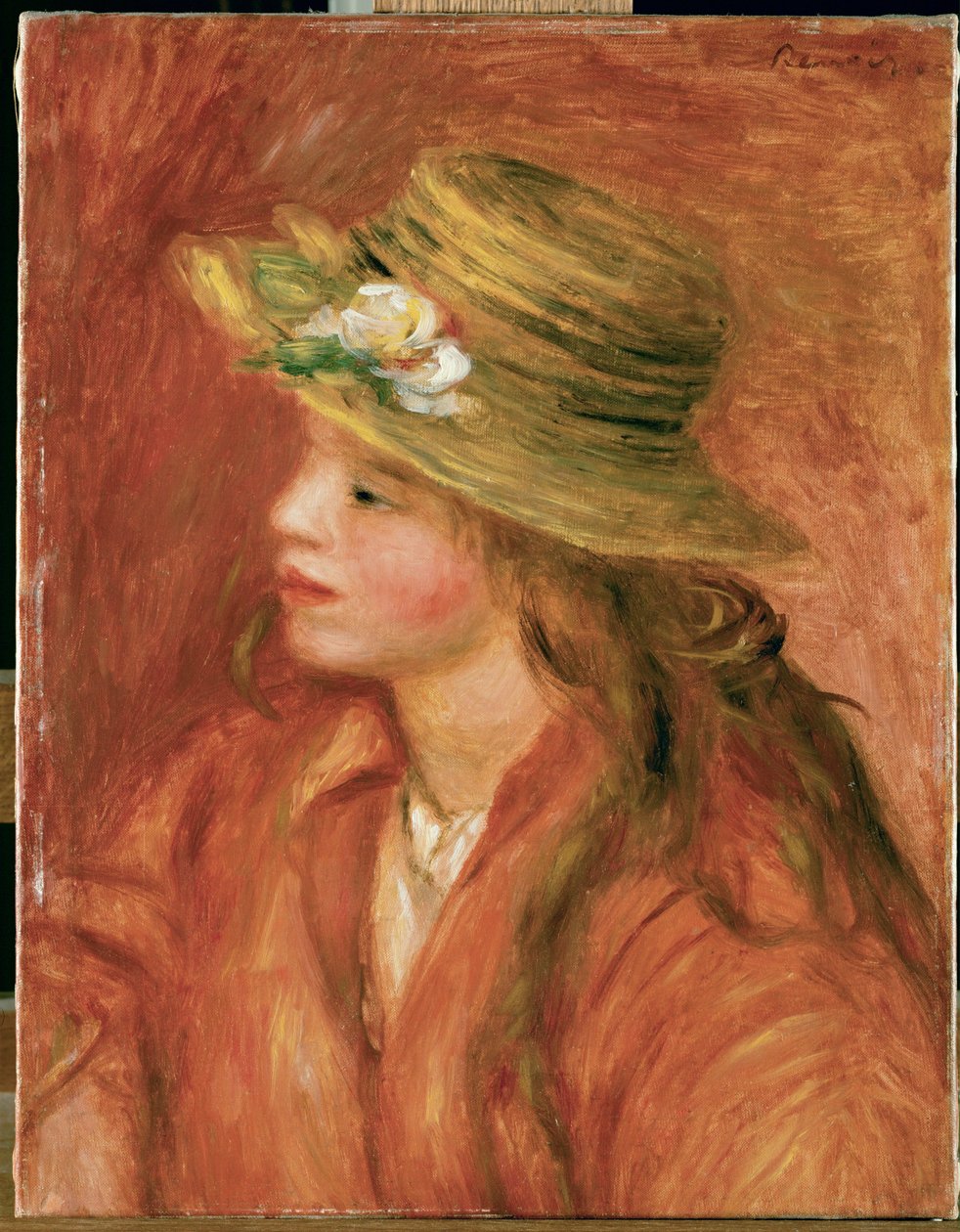 Girl with a Straw Hat by Pierre Auguste Renoir