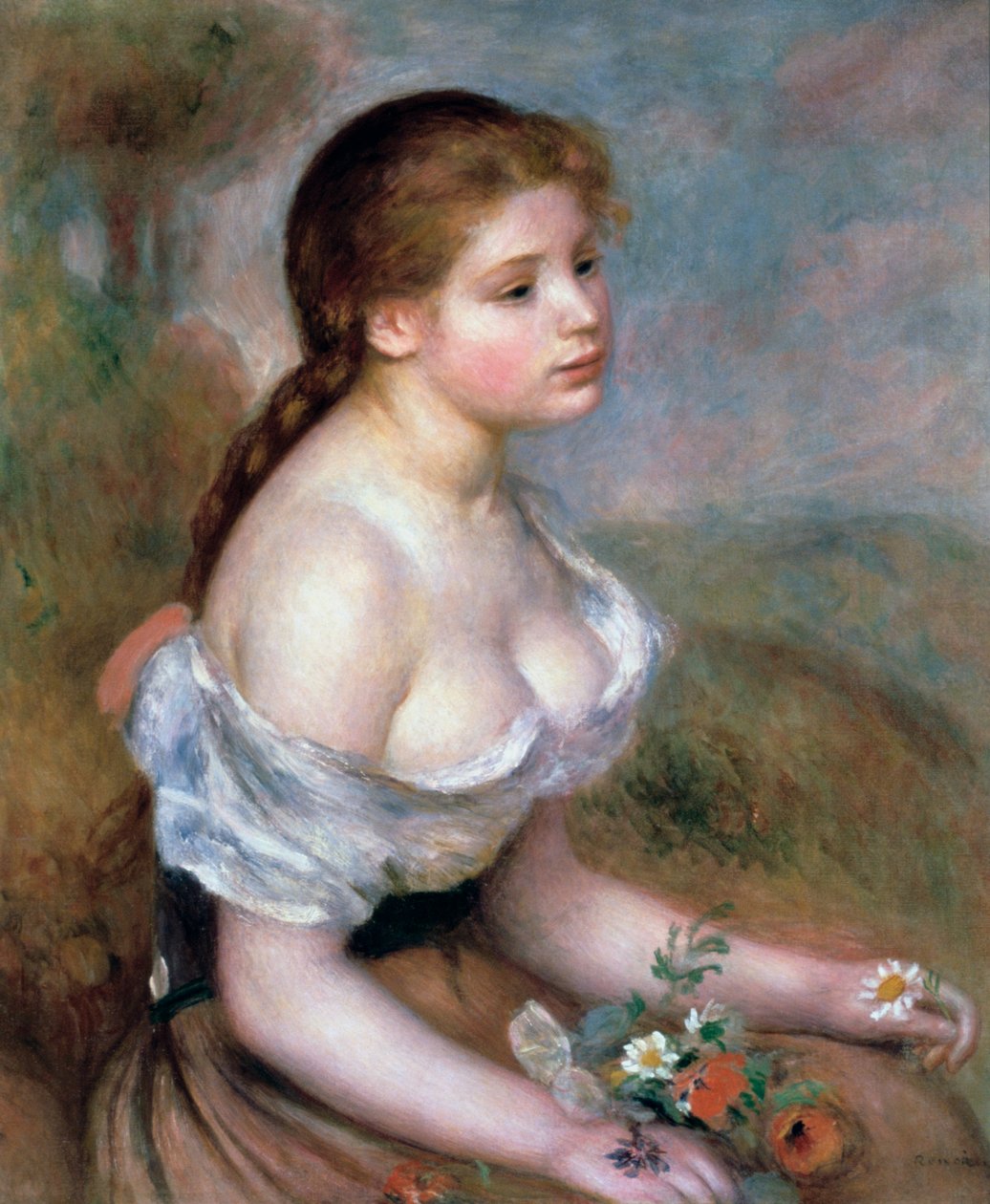 Girl with Flowers by Pierre Auguste Renoir