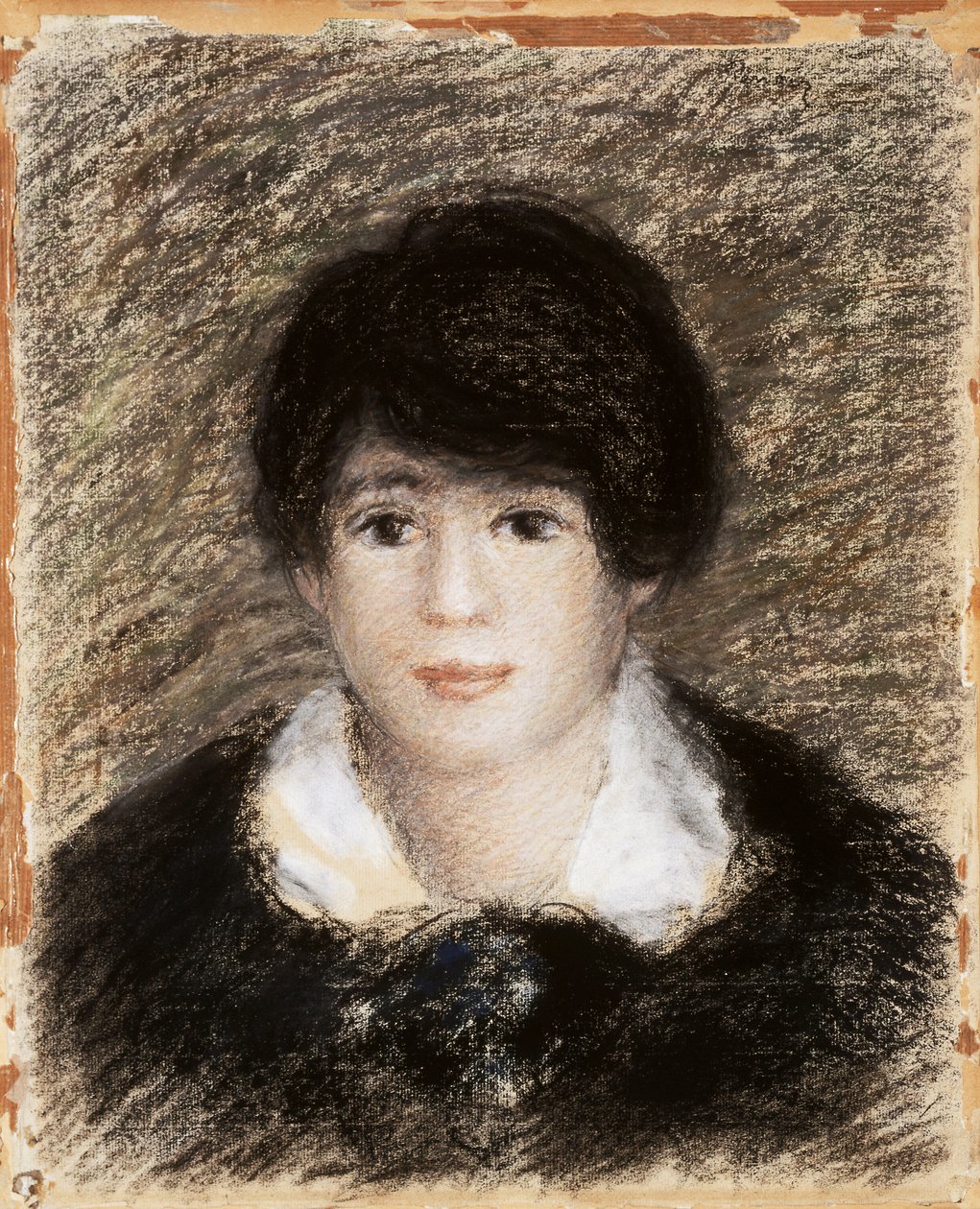 Young Woman, Face View with a Black Dress and a White Collar. Drawing by Pierre Auguste Renoir (1841-1919) by Pierre Auguste Renoir