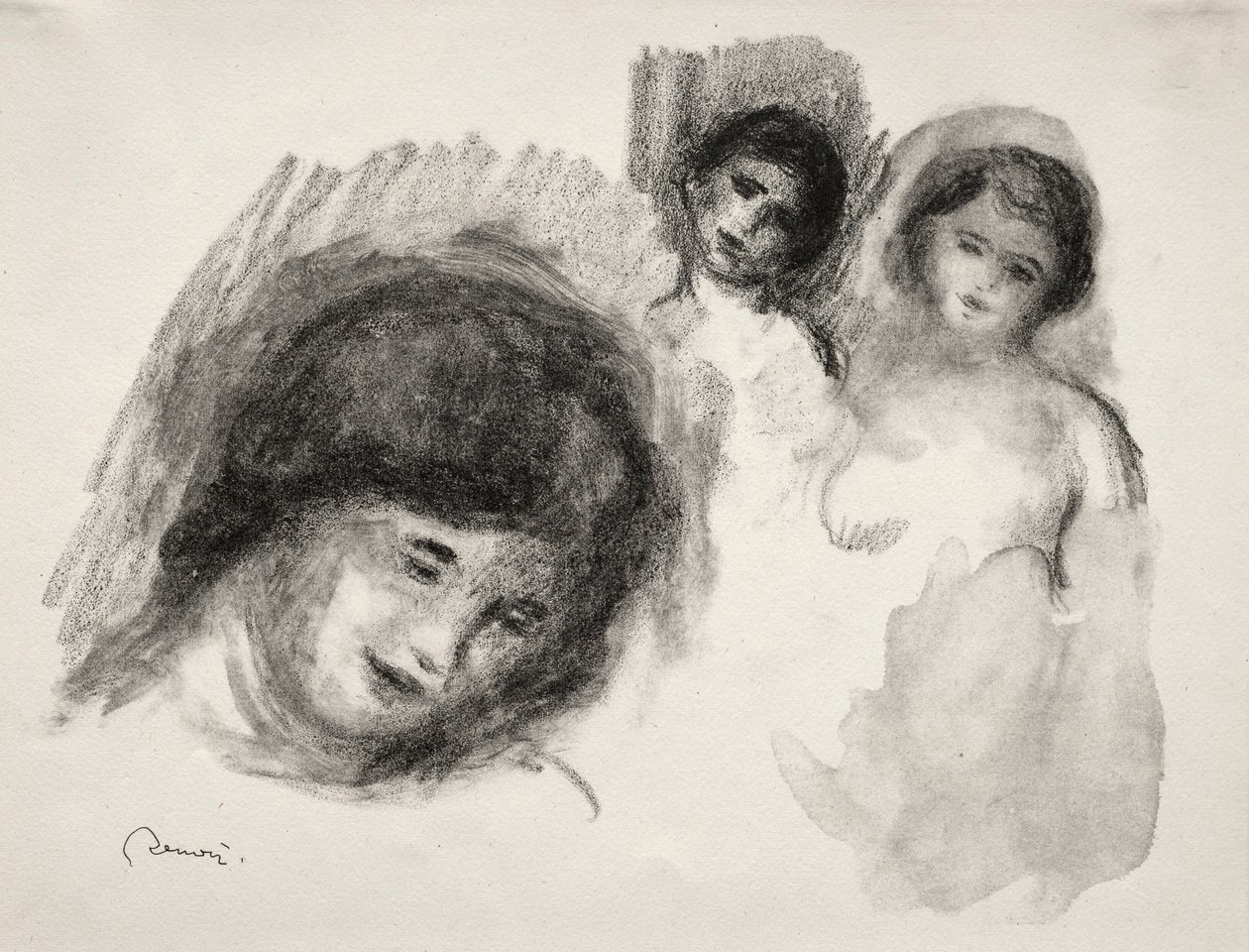 The Stone with Three Sketches by Pierre Auguste Renoir