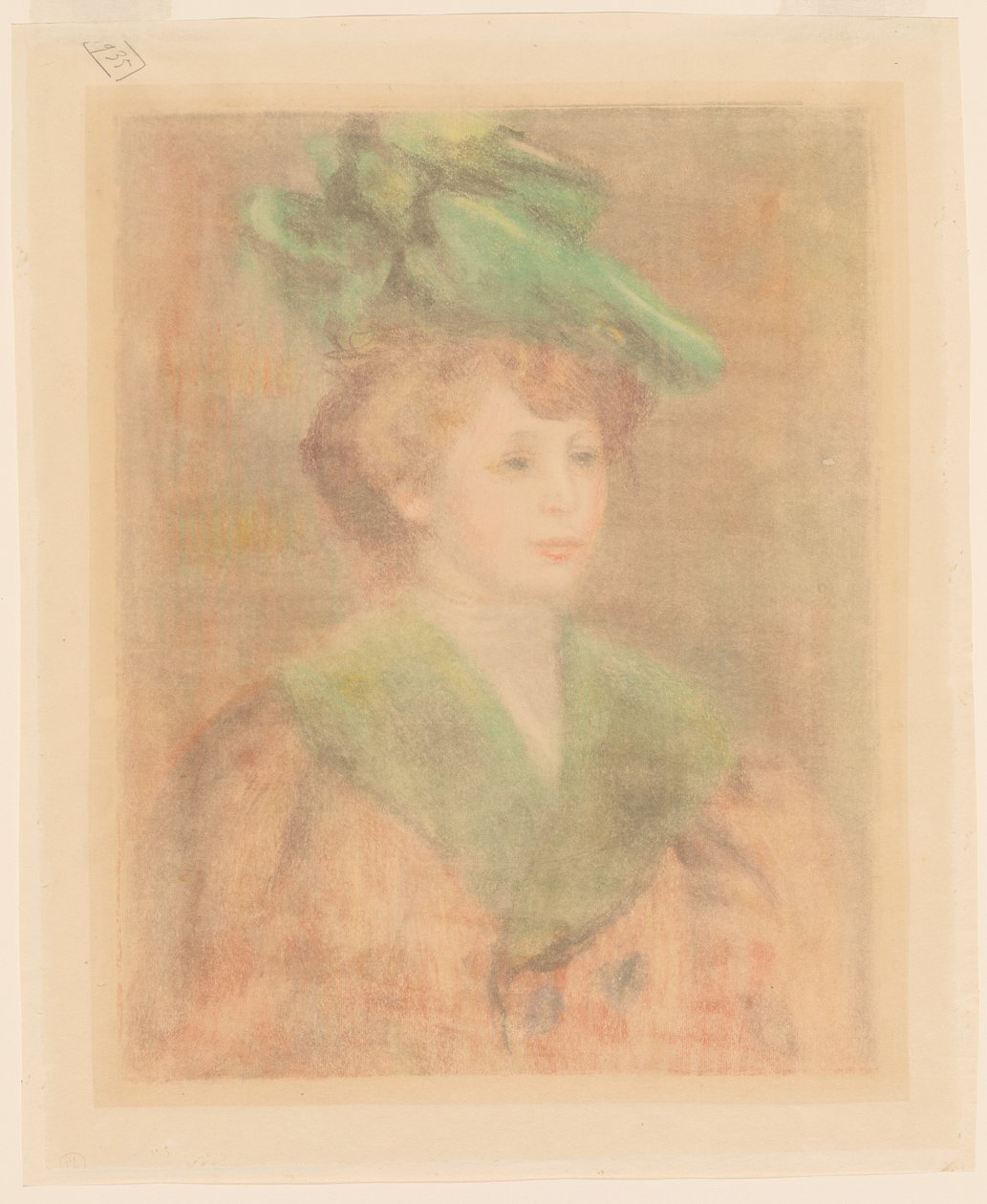 Lady with Green Hat Mlle. Dieterle, late 19th-early 20th century by Pierre Auguste Renoir