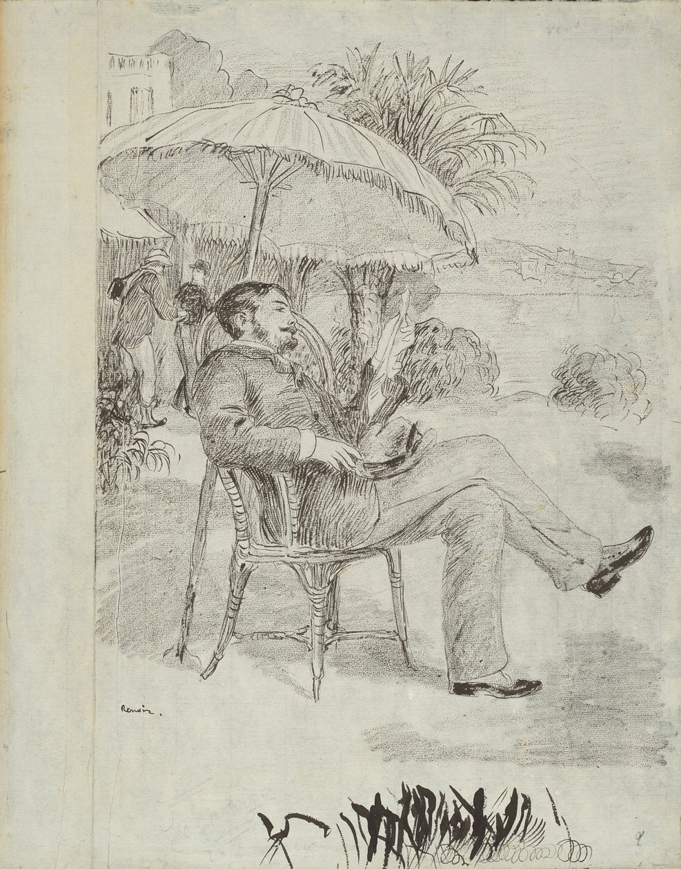 On the Terrace of a Hotel in Bordighera: The Painter Jean Martin Reviews His Bill (Illustration for Edmond Renoir