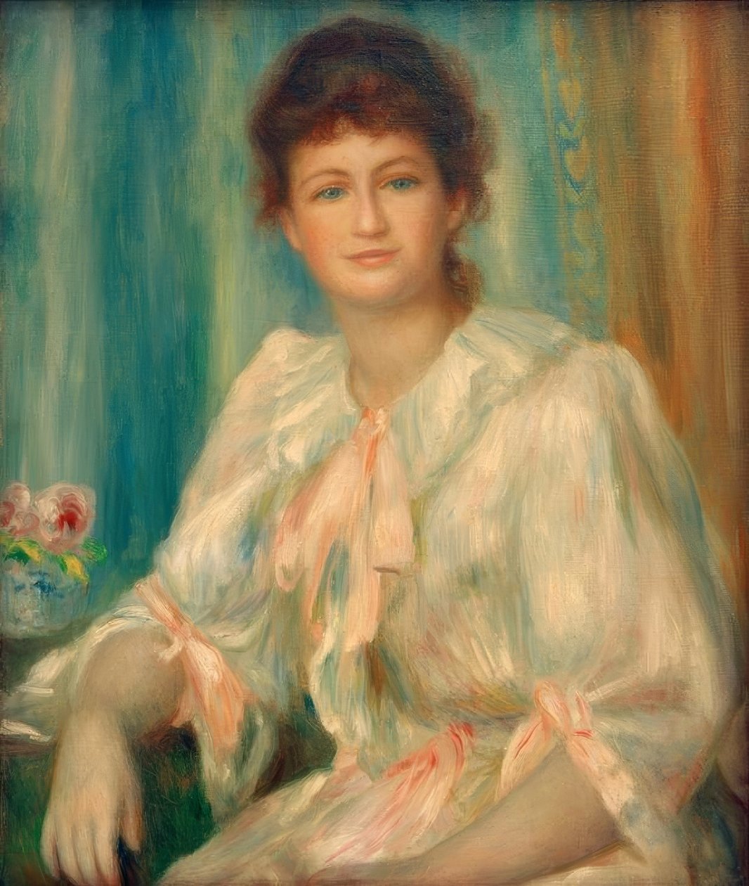 Portrait of a Young Woman in White by Pierre Auguste Renoir