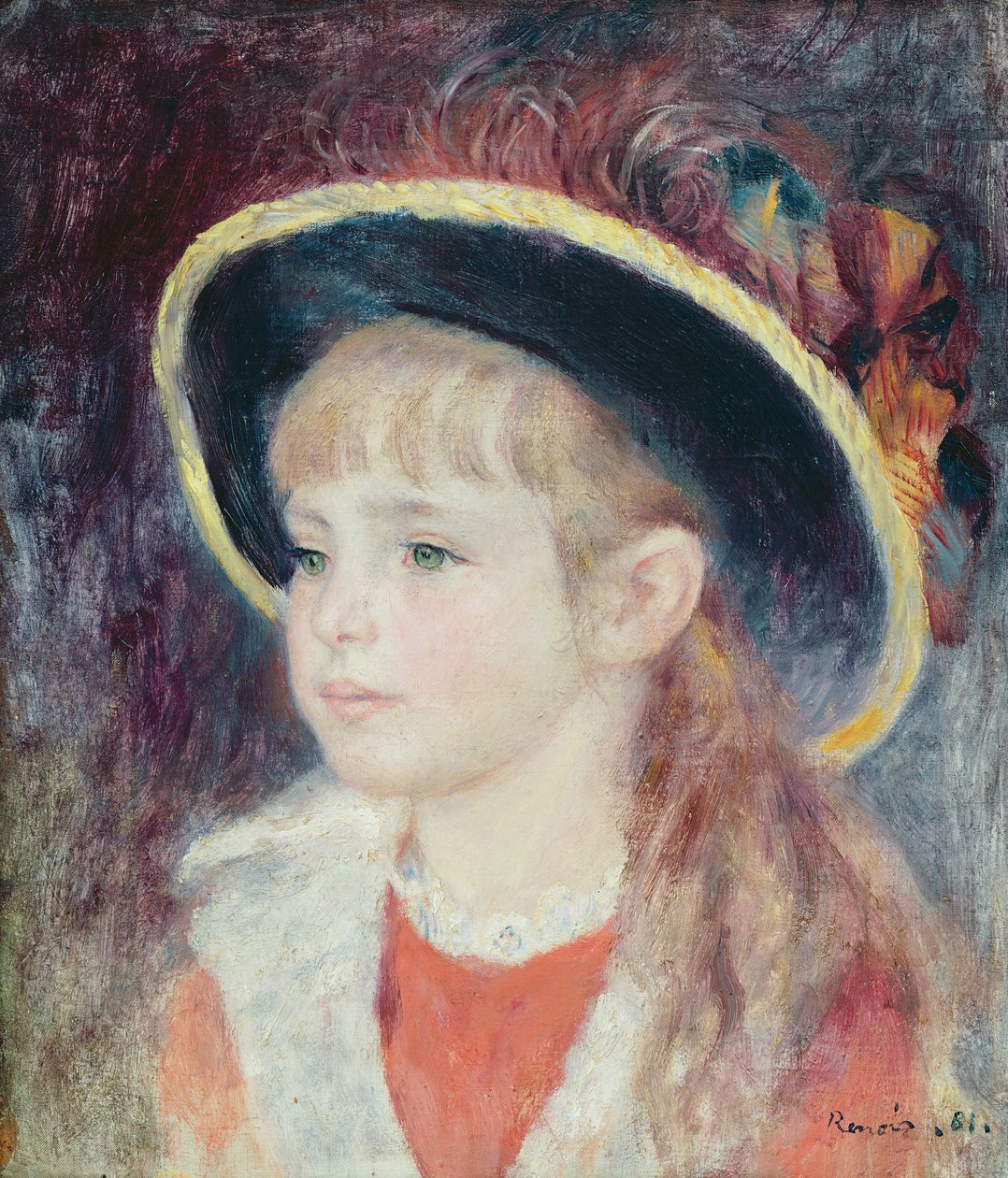 Portrait of a Young Girl in a Blue Hat, 1881 by Pierre Auguste Renoir