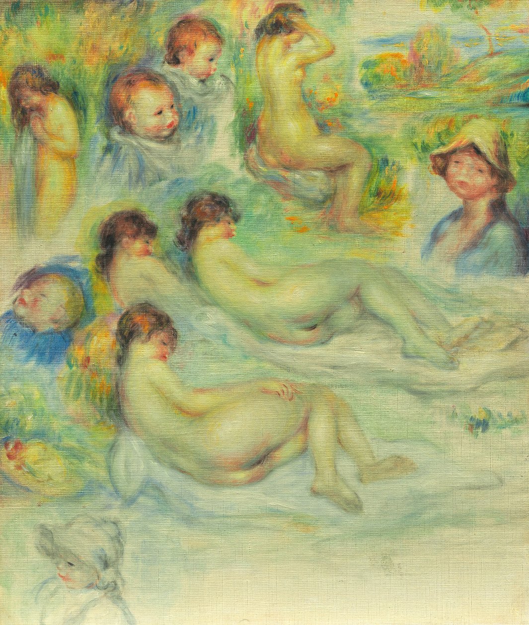 Studies of Pierre Renoir, His Mother, Aline Charigot, Nudes, and Landscape by Pierre Auguste Renoir