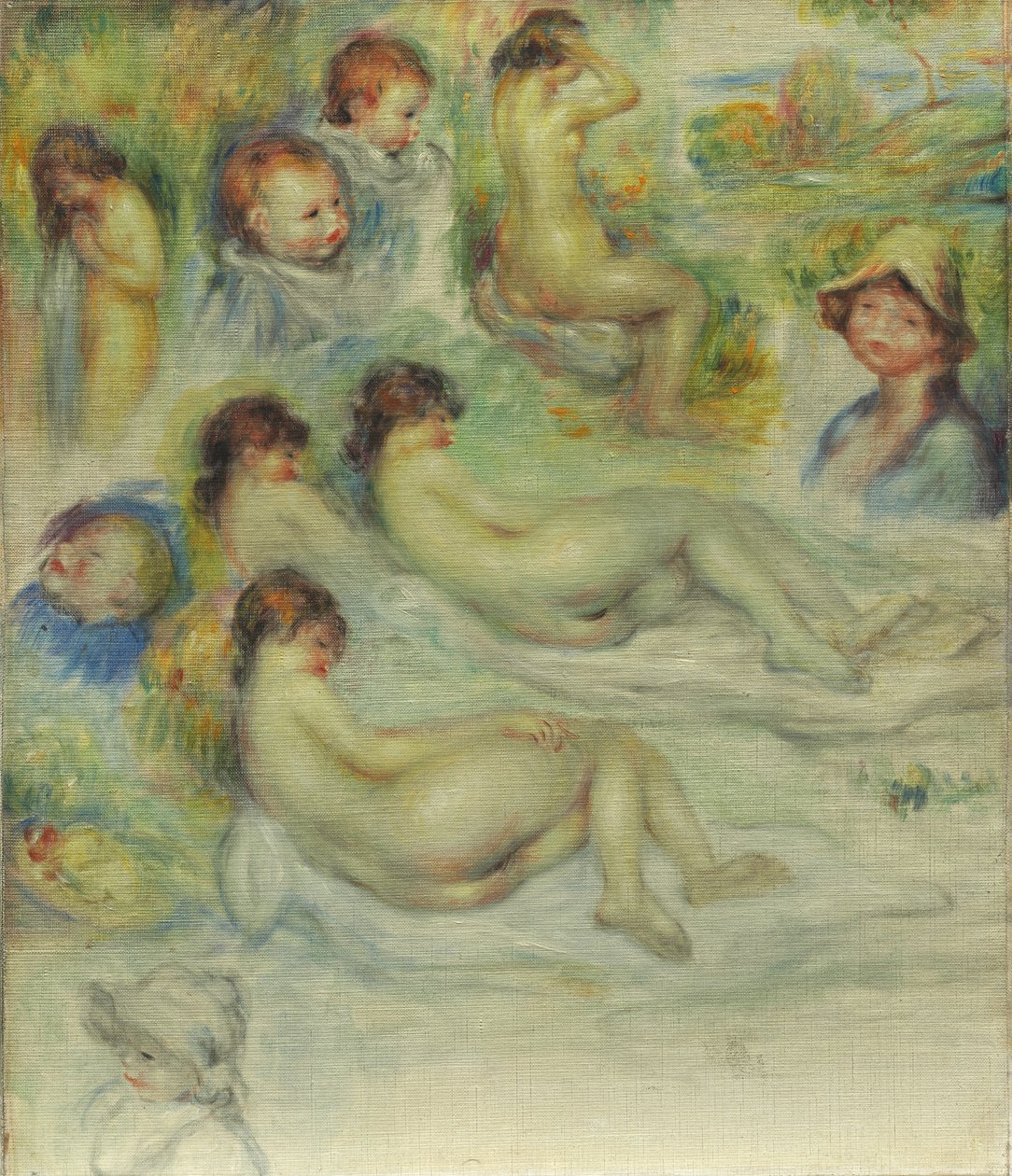 Studies of Pierre Renoir, his Mother, Aline Charigot, Nudes, and Landscape, 1885-86 by Pierre Auguste Renoir