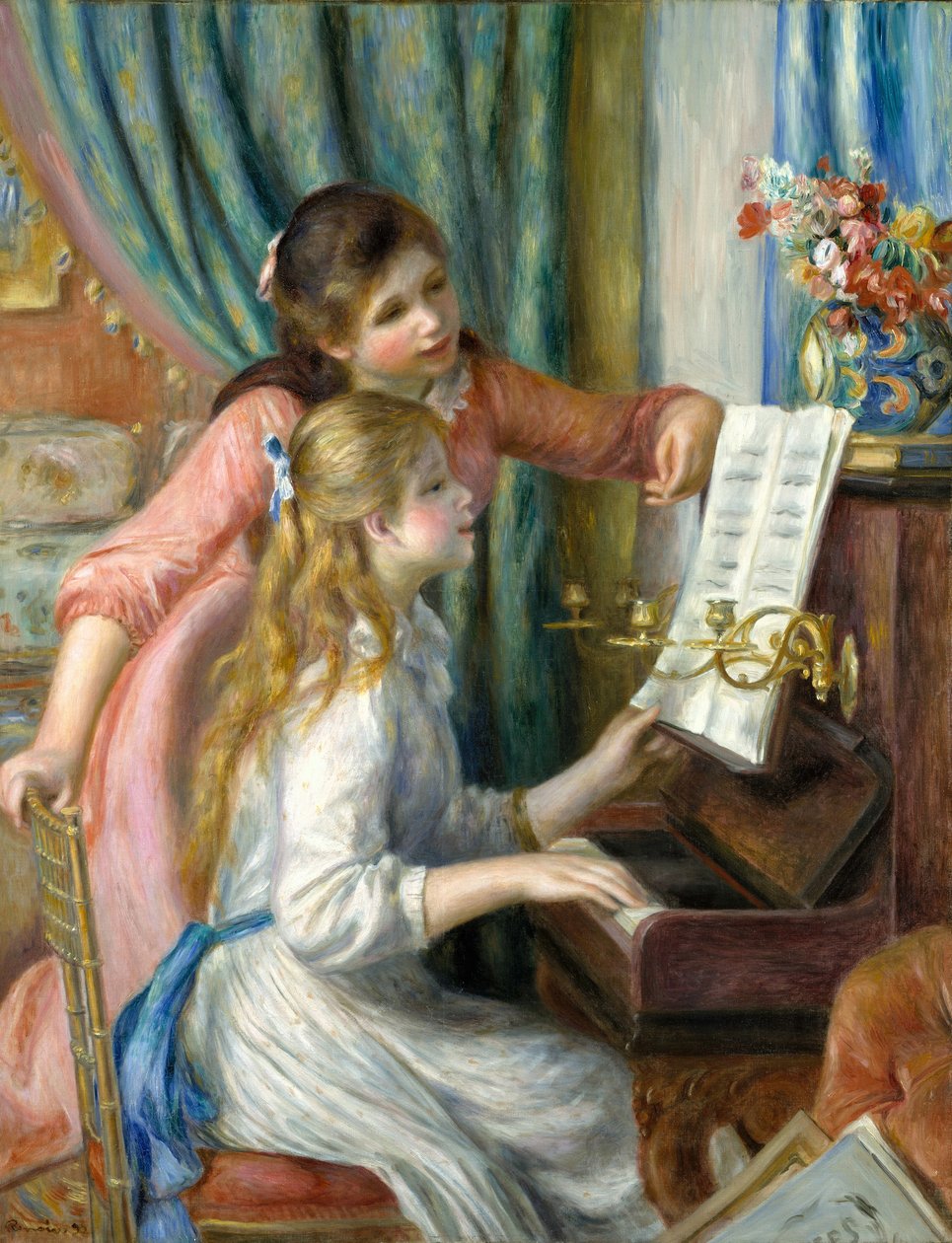Two Young Girls at the Piano by Pierre Auguste Renoir