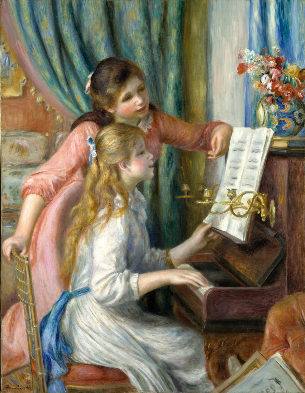 Two Young Girls at the Piano by Pierre Auguste Renoir