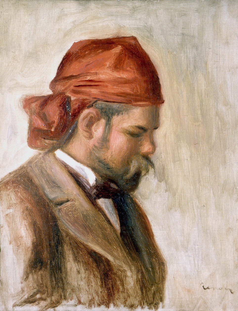 Vollard with a Red Scarf by Pierre Auguste Renoir