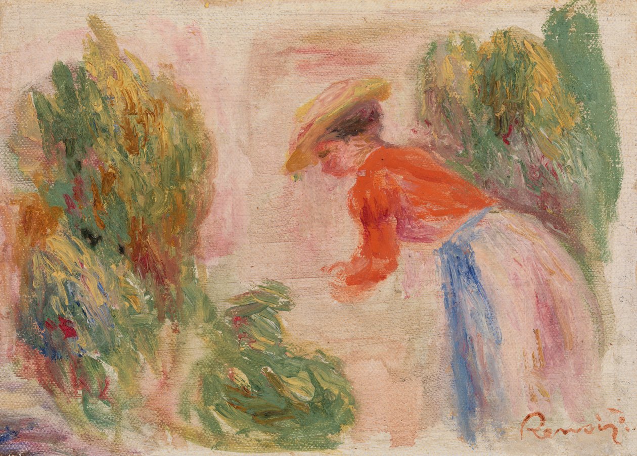 Woman Gathering Flowers by Pierre Auguste Renoir