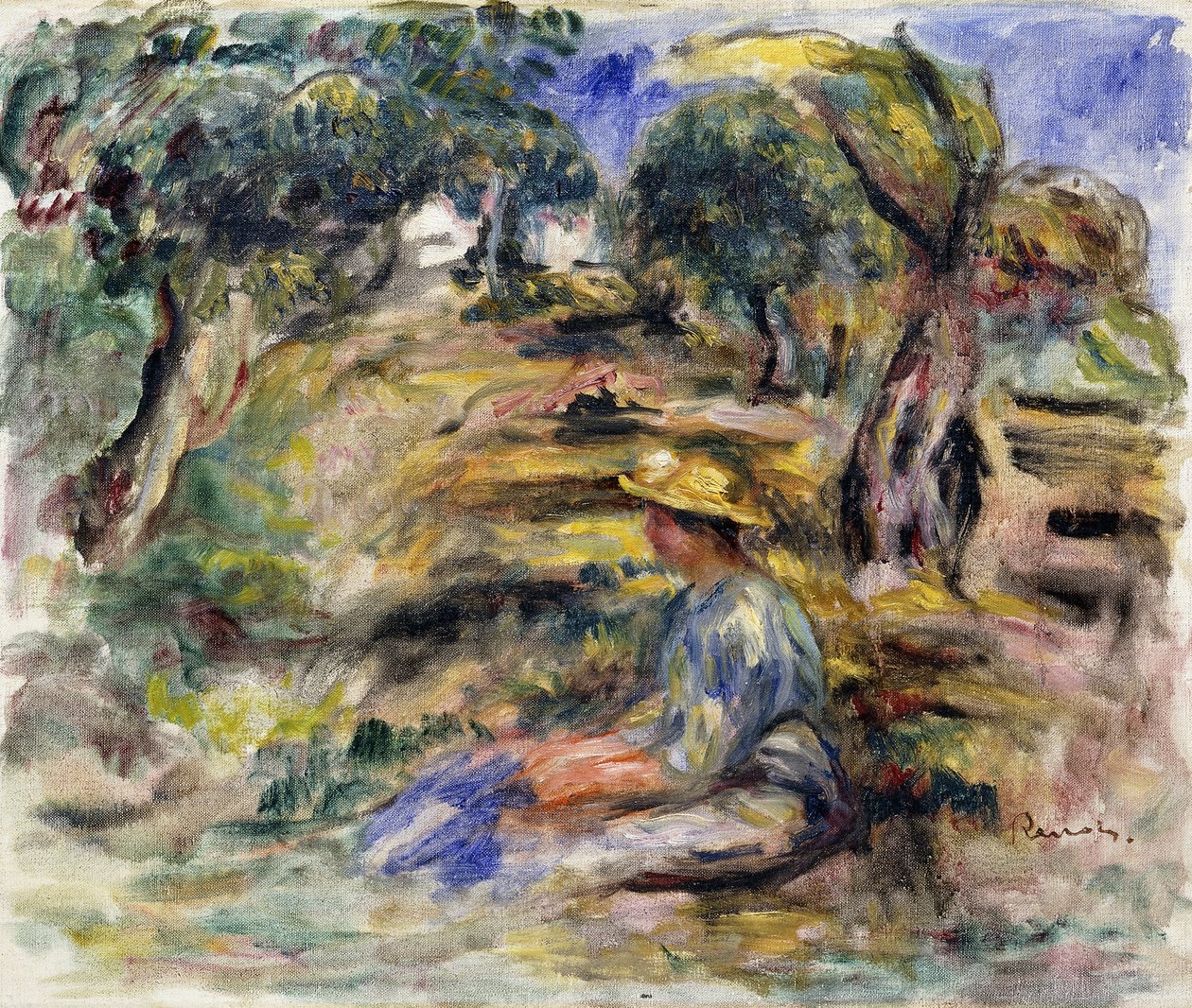 Woman in Blue, Seated by Pierre Auguste Renoir