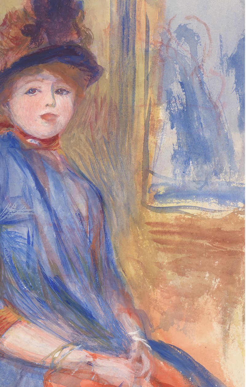 Young Girl in a Blue Dress by Pierre Auguste Renoir