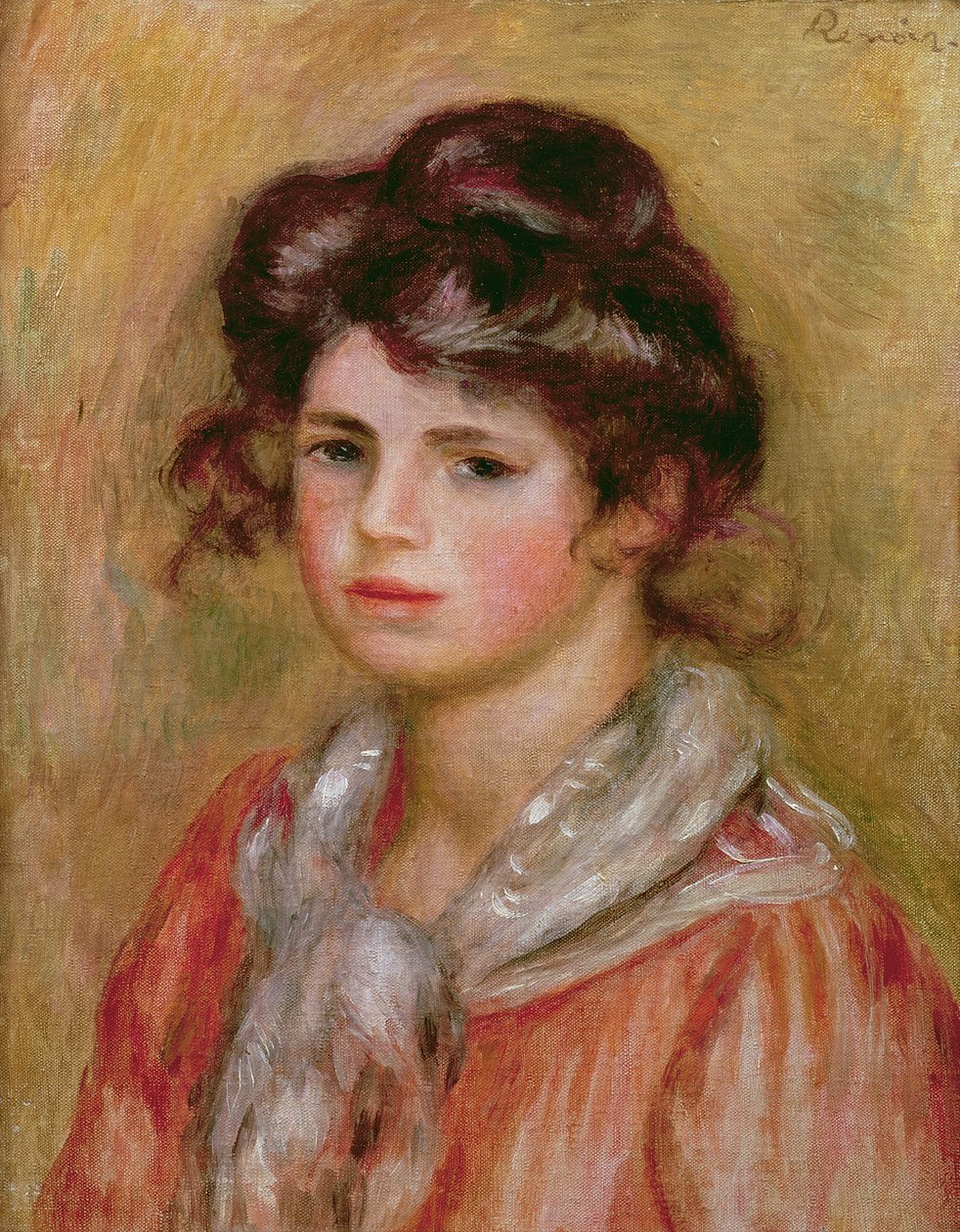 Young Girl with a White Handkerchief by Pierre Auguste Renoir