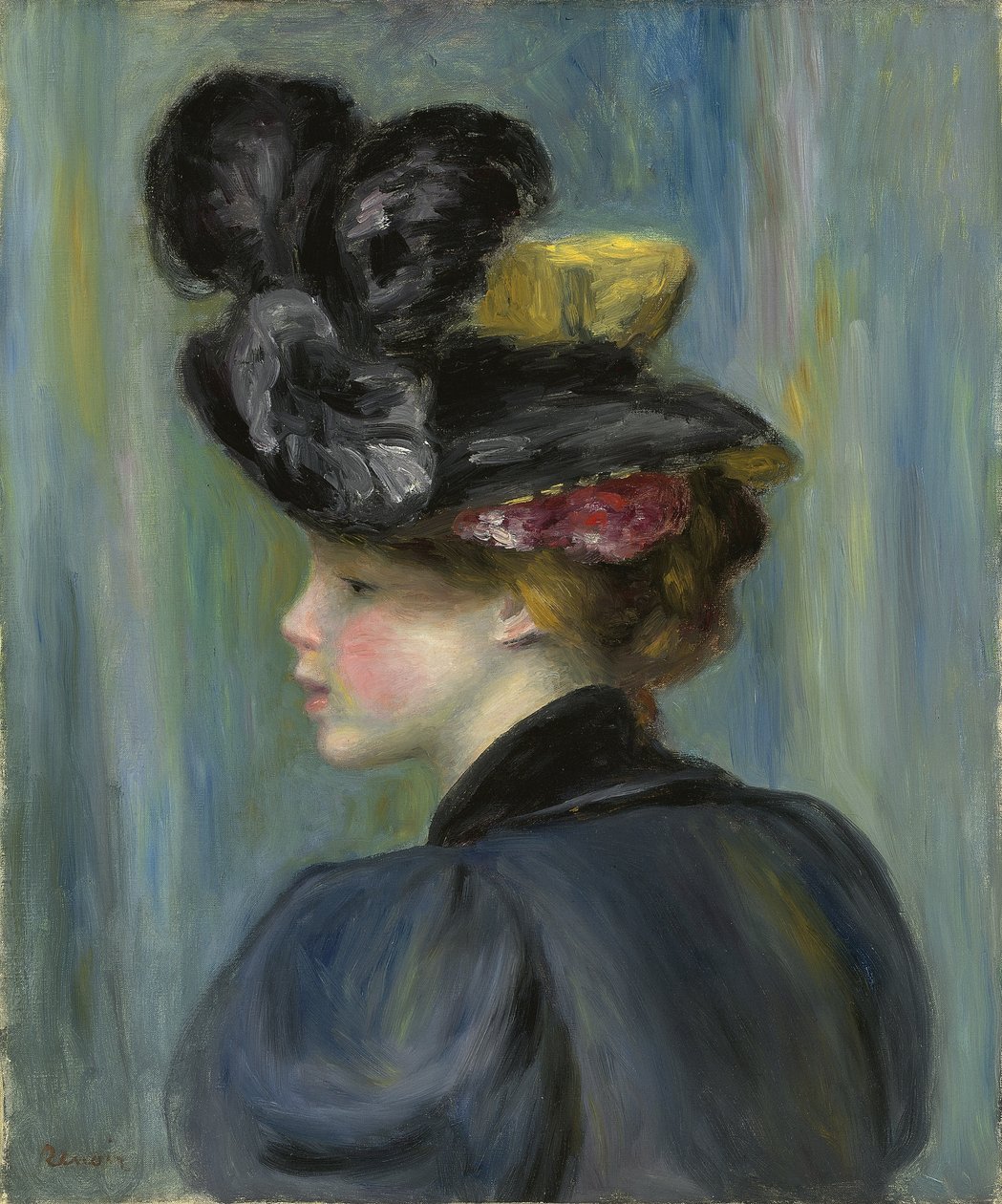 Young Woman with Black Hat by Pierre Auguste Renoir