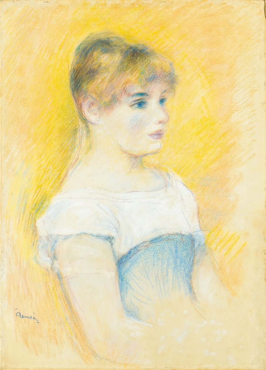 Young Girl in a Blue Corset by Pierre Auguste Renoir