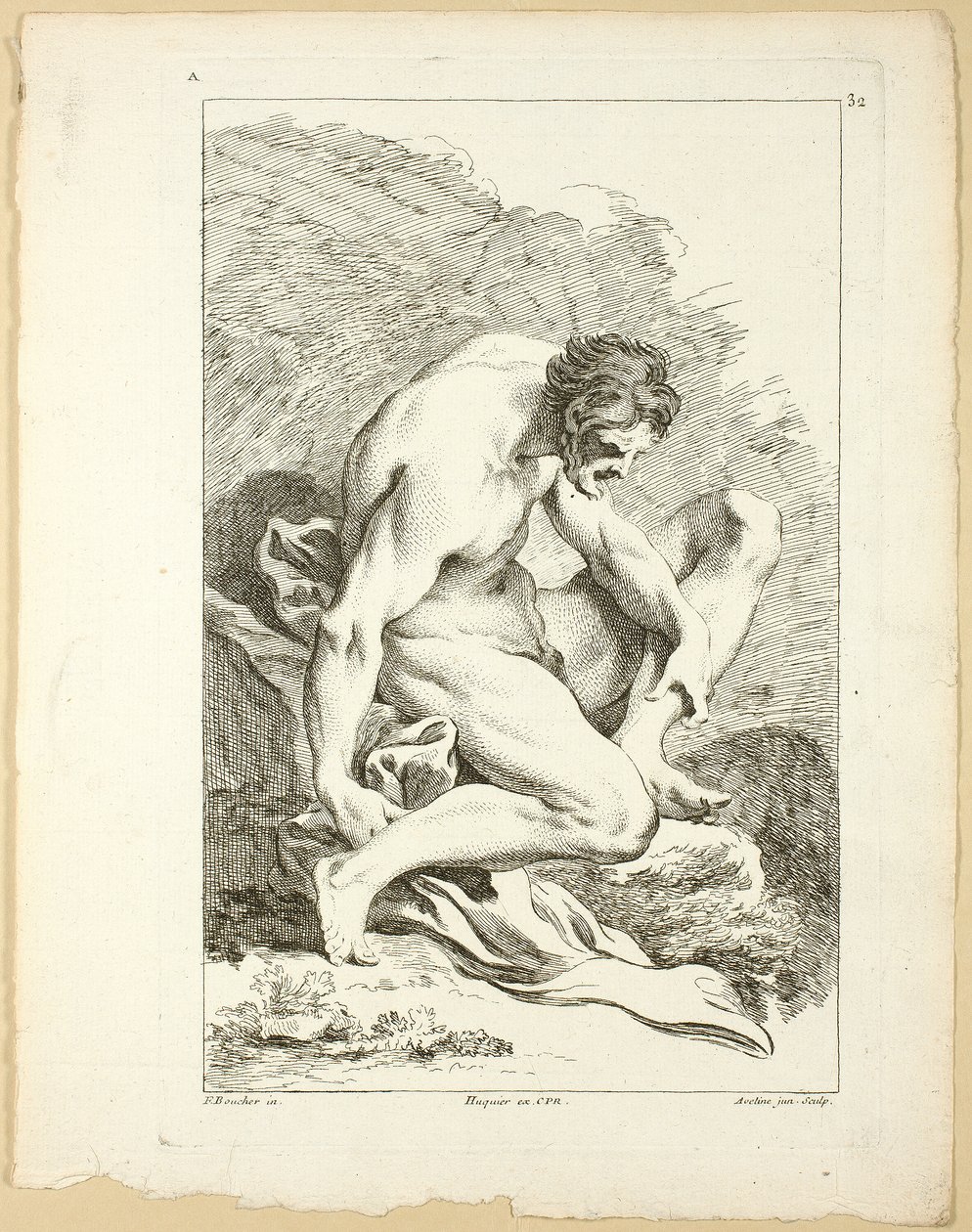 Figure, from Premier livre de figures d’Academies gravées en Partie par les Professeurs de l’ Académie Royale by Pierre Aveline