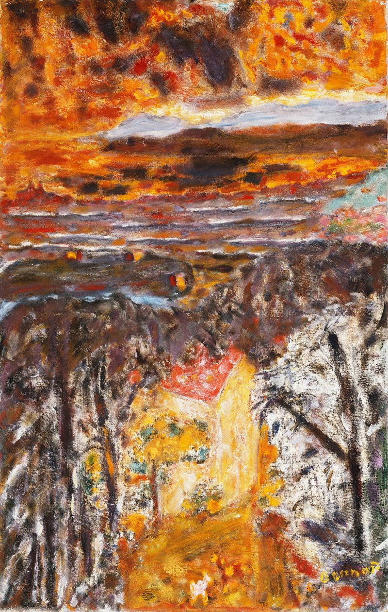 Landscape, the Pink House, Sunset by Pierre Bonnard