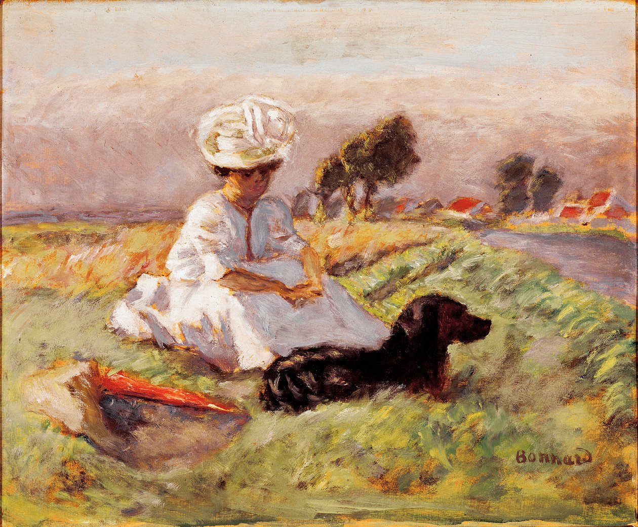 Madame Bonnard Sitting with Her Dog by Pierre Bonnard