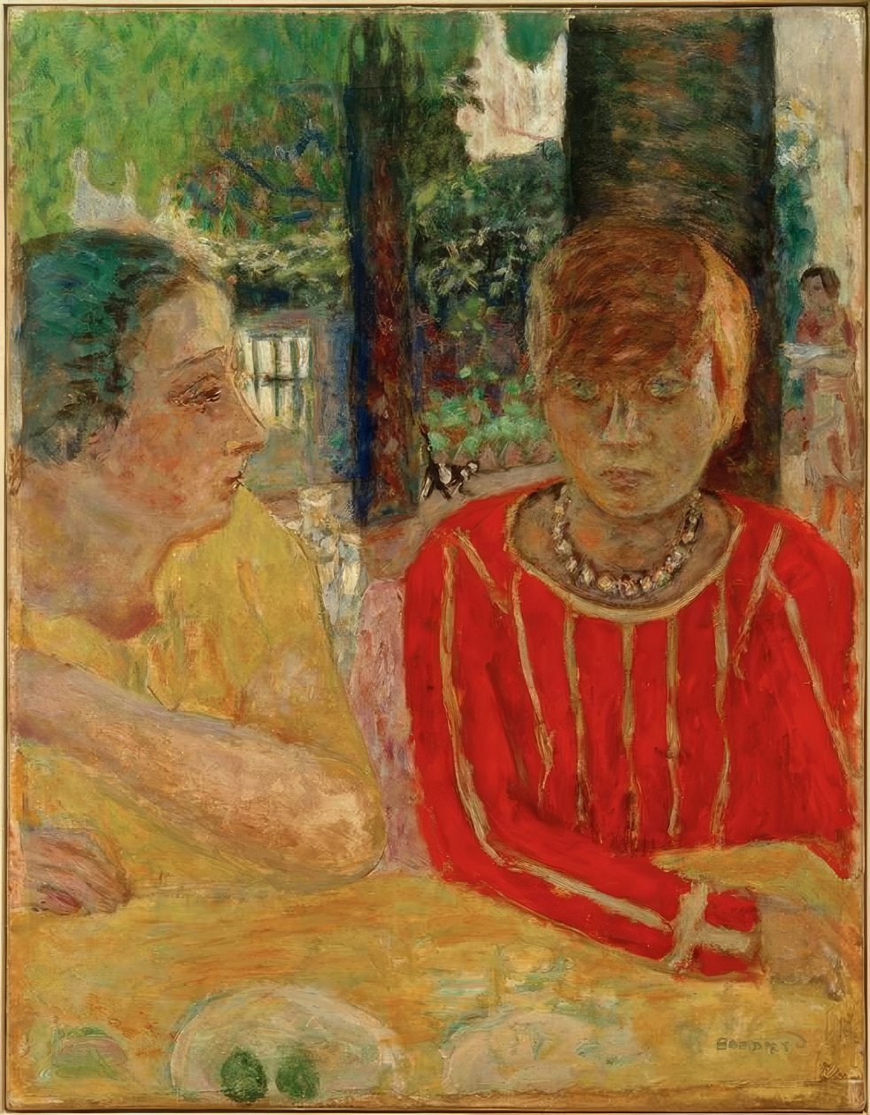 Reine Natanson and Marthe Bonnard in a Red Bodice by Pierre Bonnard