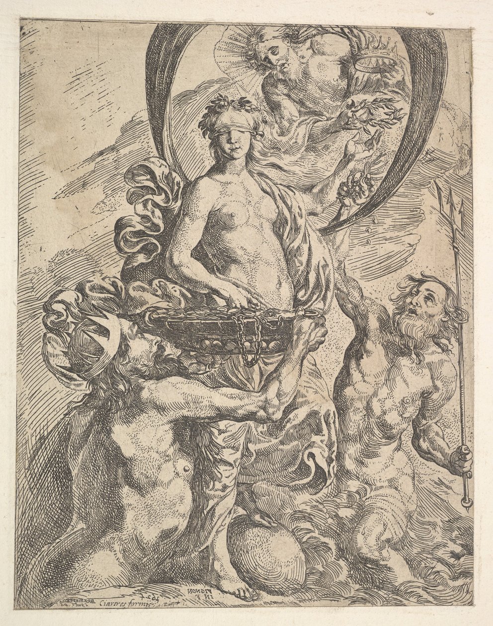 Jupiter, Pluto, and Neptune Offering their Riches to Fortune, 1624 by Pierre Brebiette