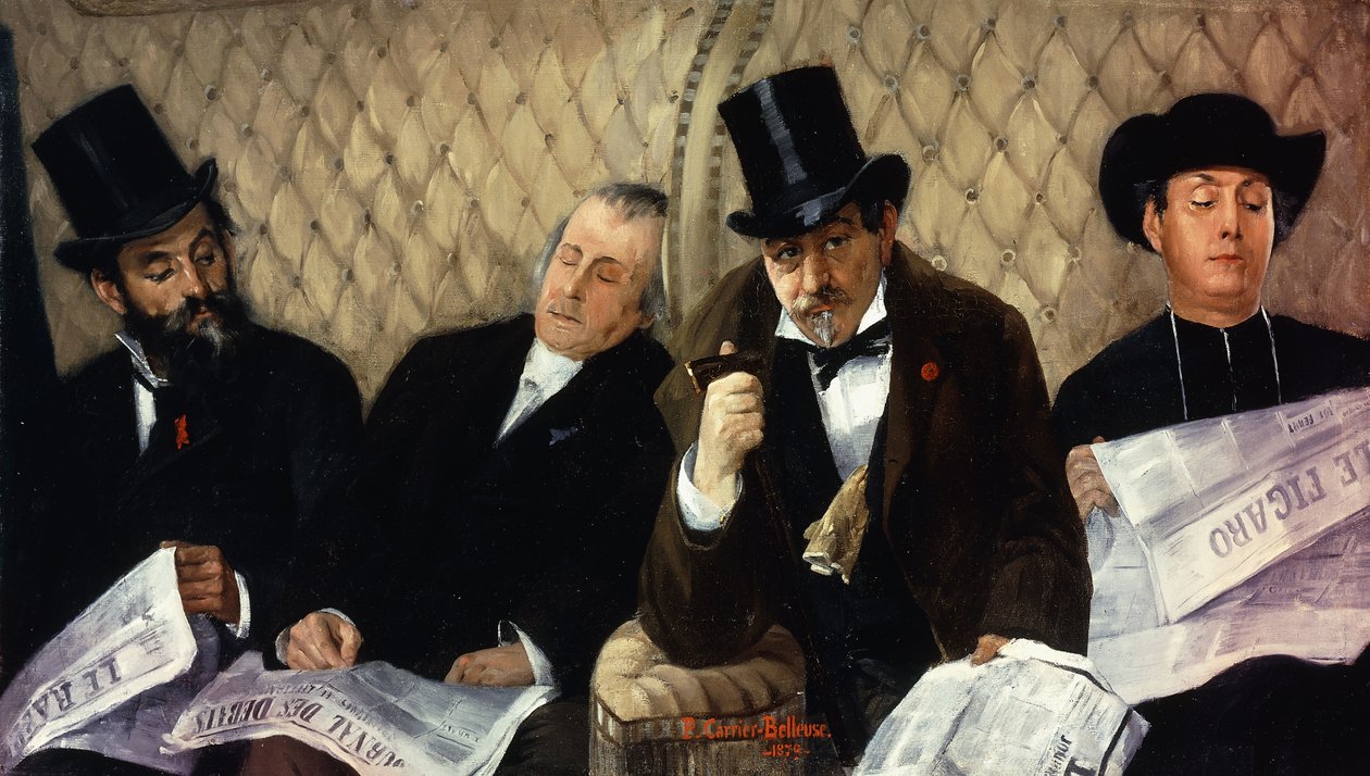 In the Railway Carriage by Pierre Carrier Belleuse