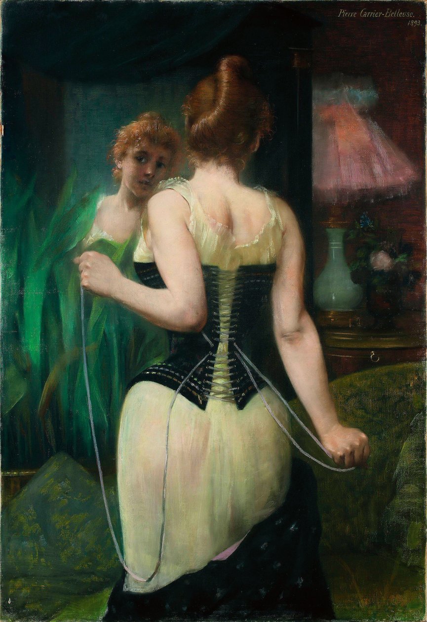 Young Woman Adjusting Her Corset, 1893 by Pierre Carriere Belleuse