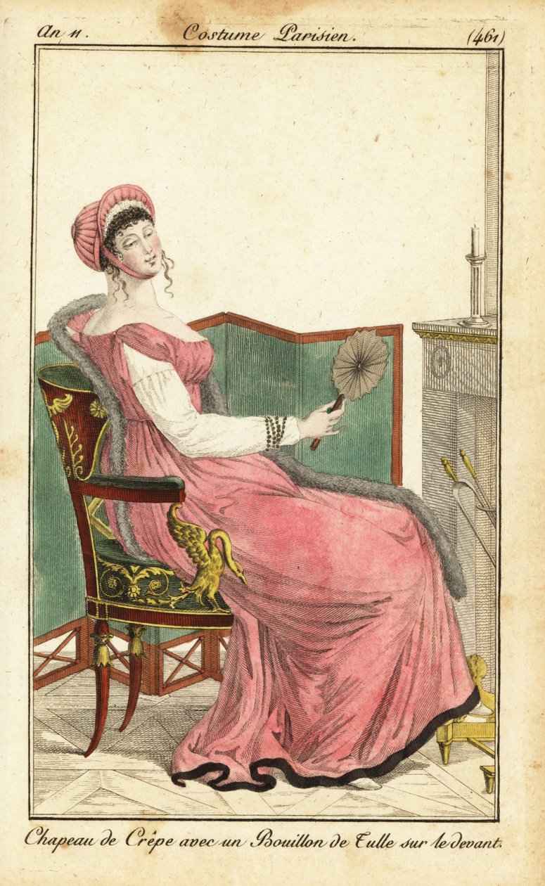 Woman sitting on an Empire chair in a parlour, Paris by Pierre Charles Baquoy