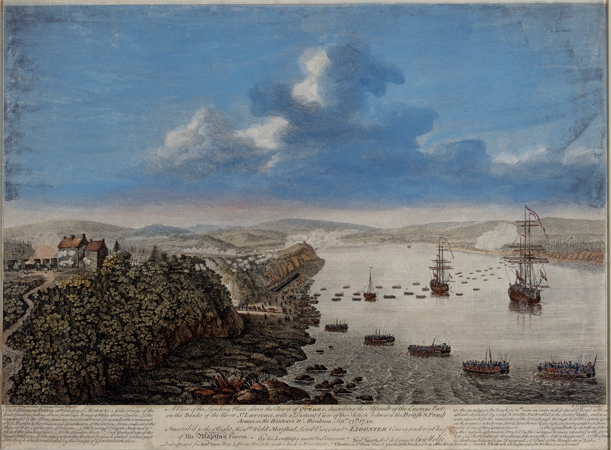A View of the Landing place above the Town of Quebec describing the Assault on the Heights of Abraham, September 13th 1759, c.1760 by Pierre Charles Canot