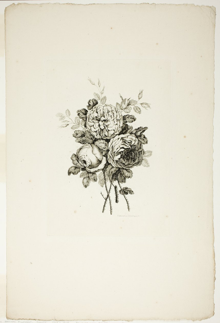 Bouquet with Roses, from Collection of Different Bouquets of Flowers, Invented and Drawn by Jean Pillement and Engraved by P. C. Canot by Pierre Charles Canot