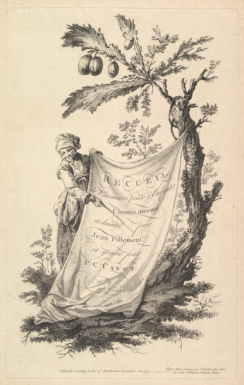 Title page: a smiling man holds a corner of a cloth tied to a fig tree and points with a s... by Pierre Charles Canot