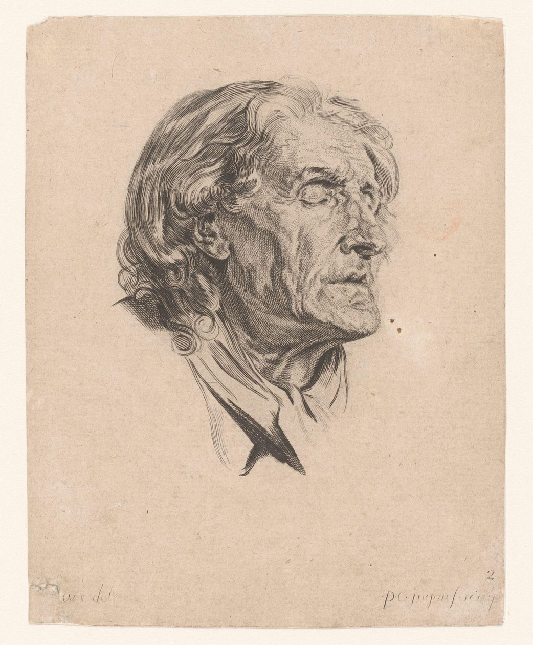 Head of an Old Man with Closed Eyes, Turned to the Right by Pierre Charles Ingouf