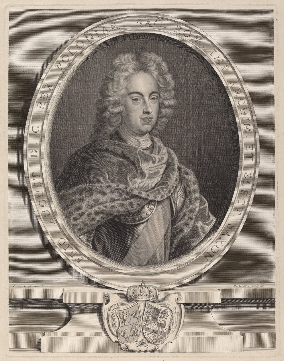 Frederick Augustus III, King of Poland by Pierre Drevet, after François de Troy