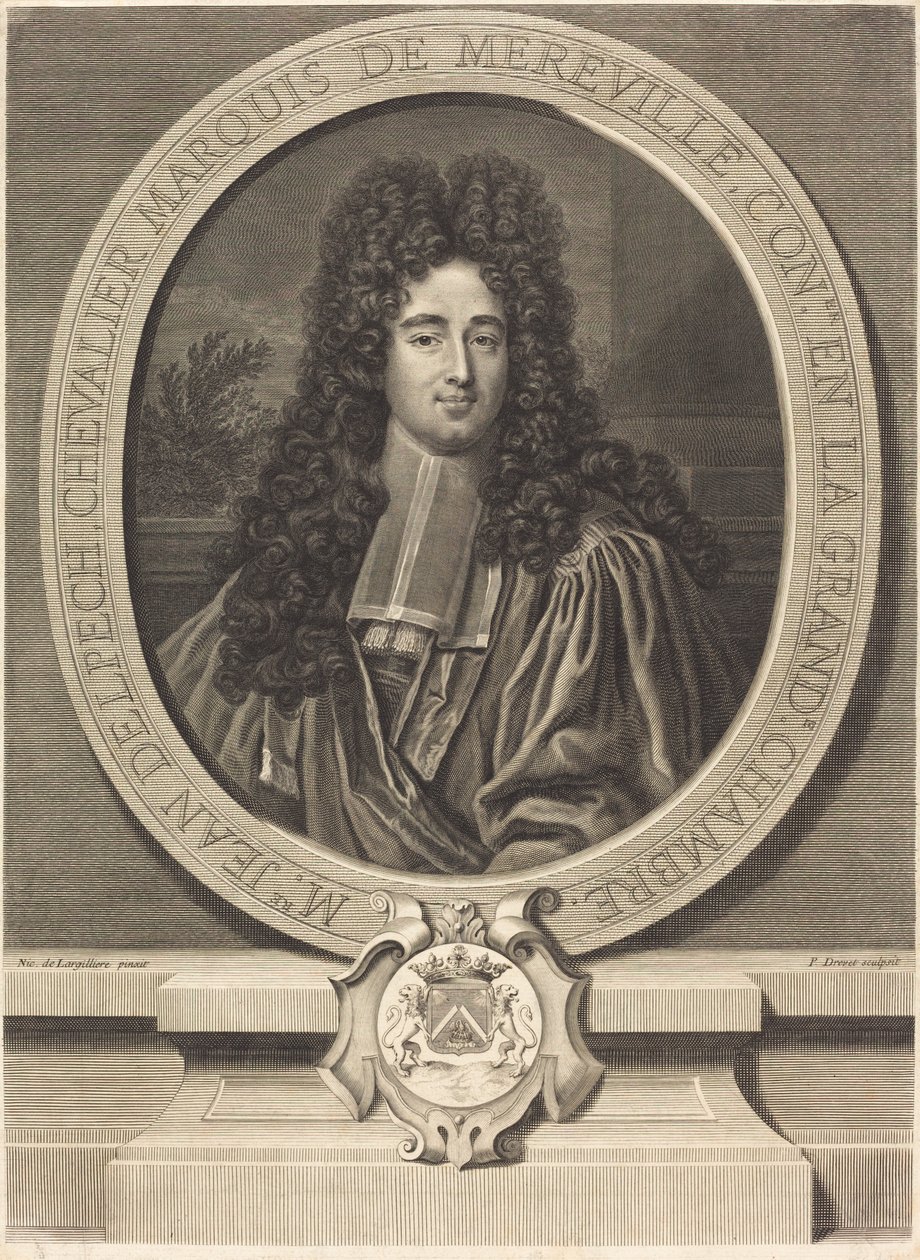 Jean Delpech, Marquis de Méréville by Pierre Drevet after Nicolas de Largillierre