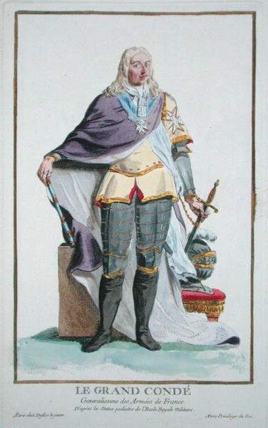 Louis II, 4th prince of Conde, from Receuil des Estampes, representant les Rangs et les Dignites, suivant le Costume de toutes les Nations existantes, published 1780 by Pierre Duflos