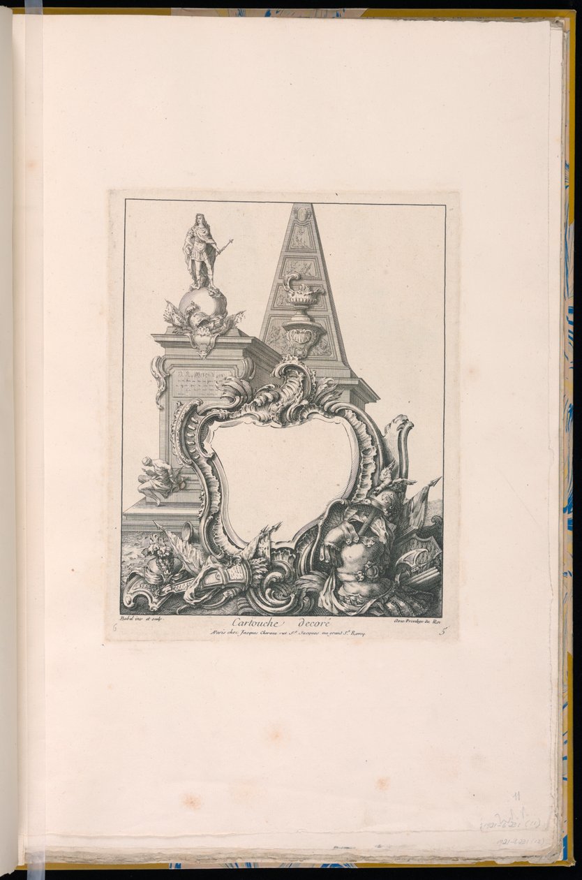 Cartouche with Trophies, a Statue and a Pyramid by Pierre Edme Babel