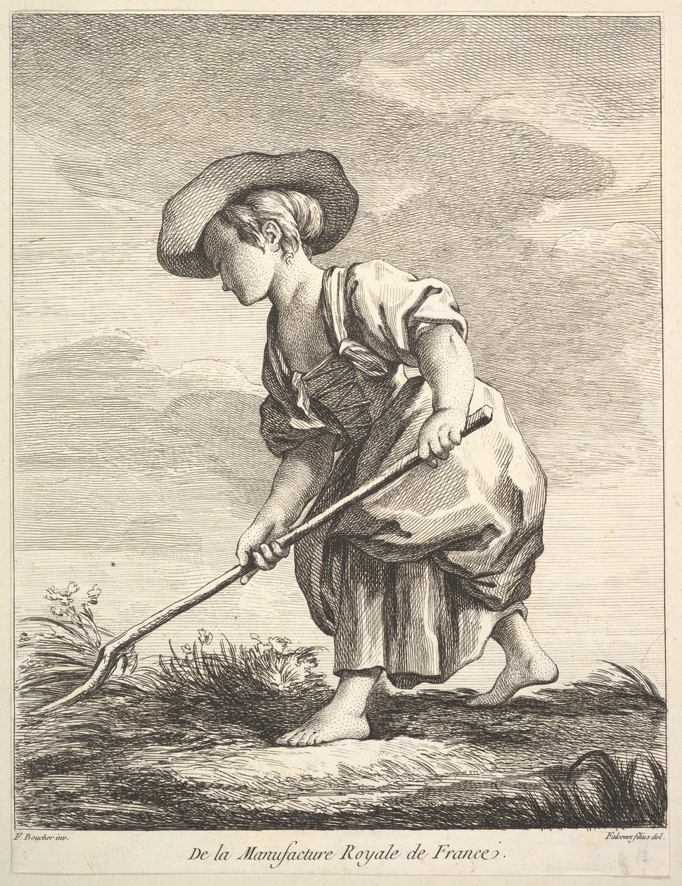 Little Girl Doing Farm Work, from Premier Livre de Figures d