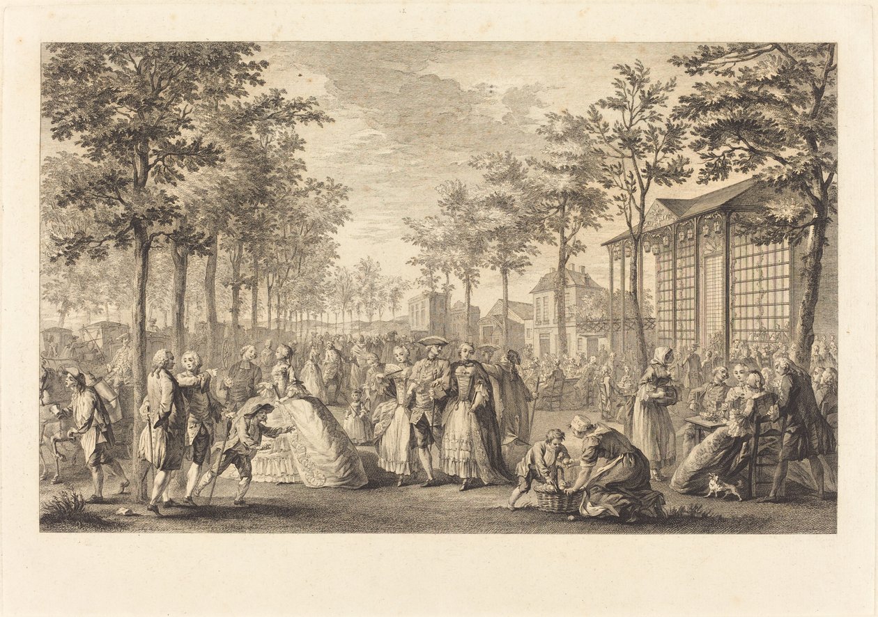 The Walk on the Ramparts of Paris by Pierre Francois Courtois after Augustin de Saint Aubin