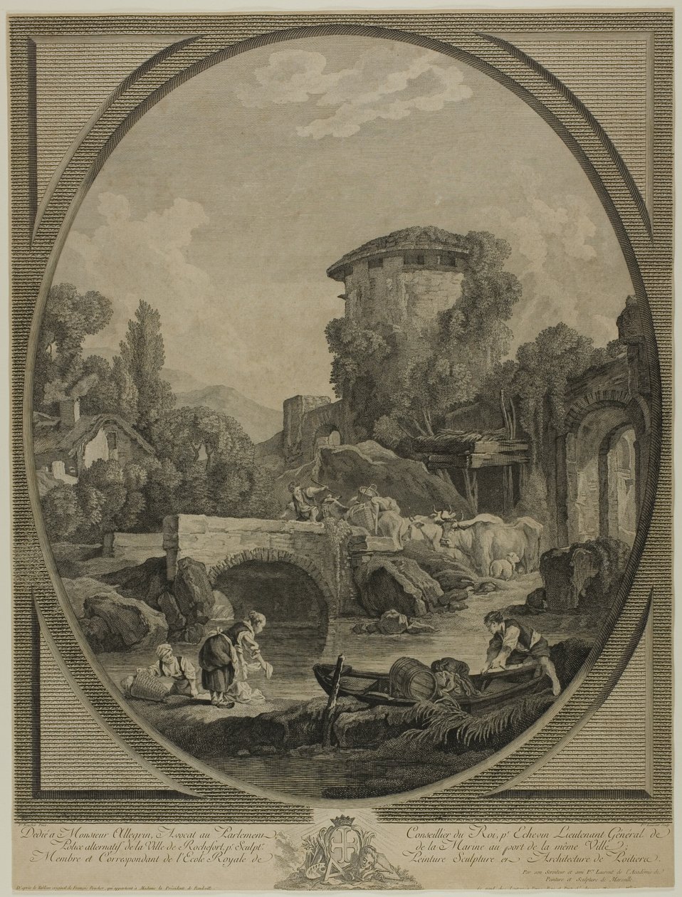 Landscape with a Bridge and a Dovecote by Pierre Francois Laurent