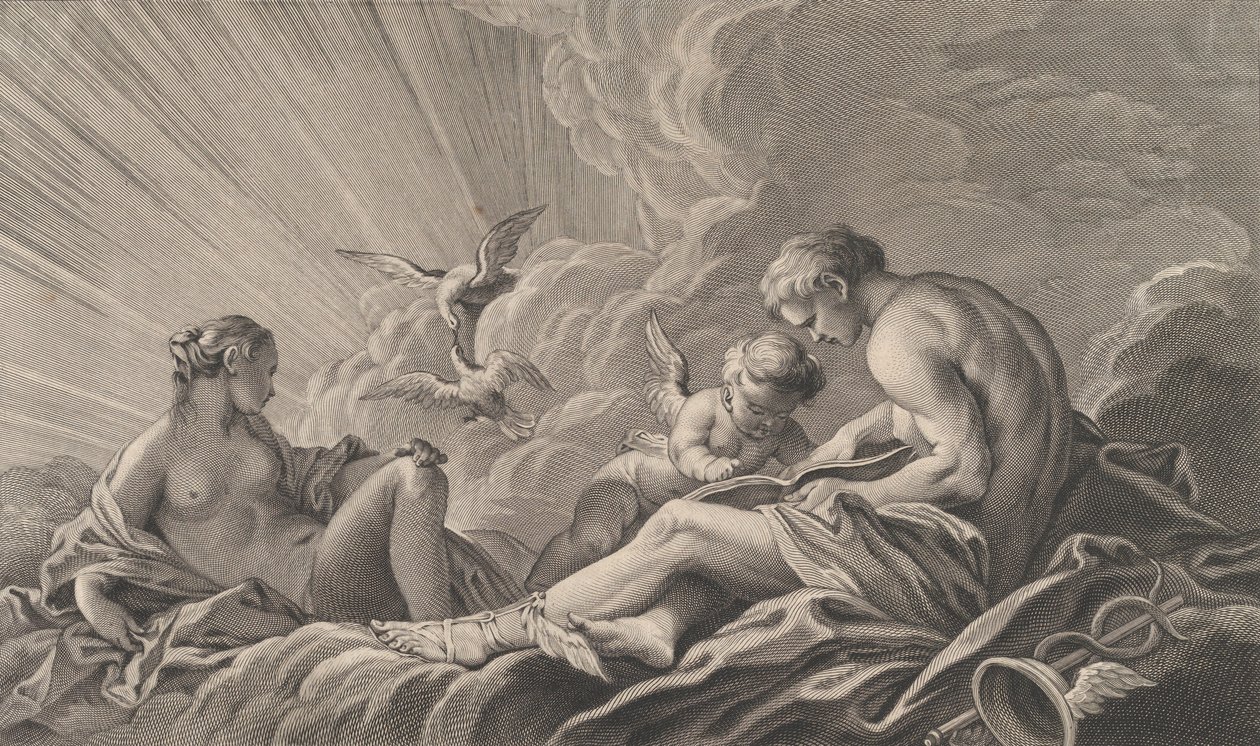 Love Instructed By Mercury, 18th century by Pierre François Basan