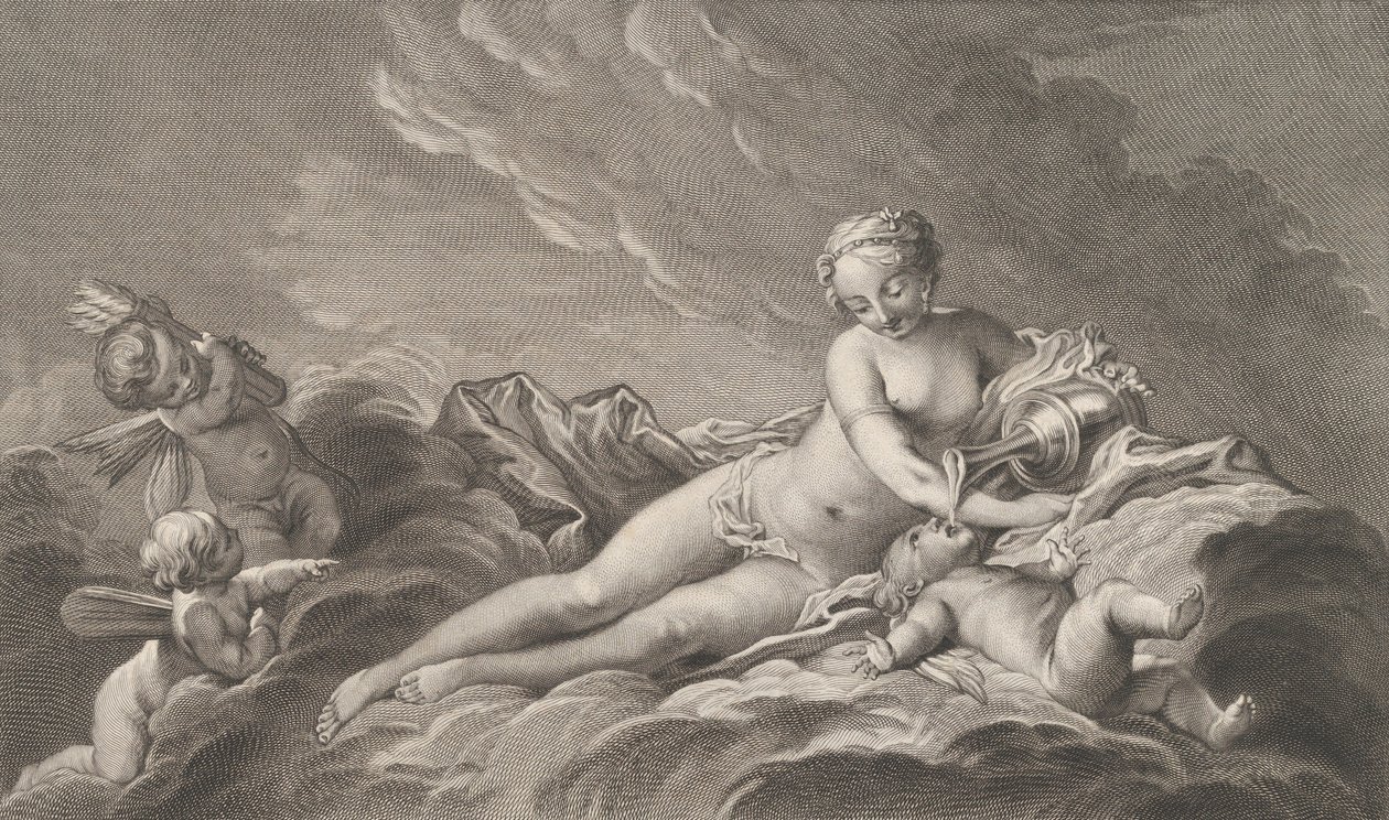 Venus Giving Nectar to Cupid, 18th Century by Pierre François Basan